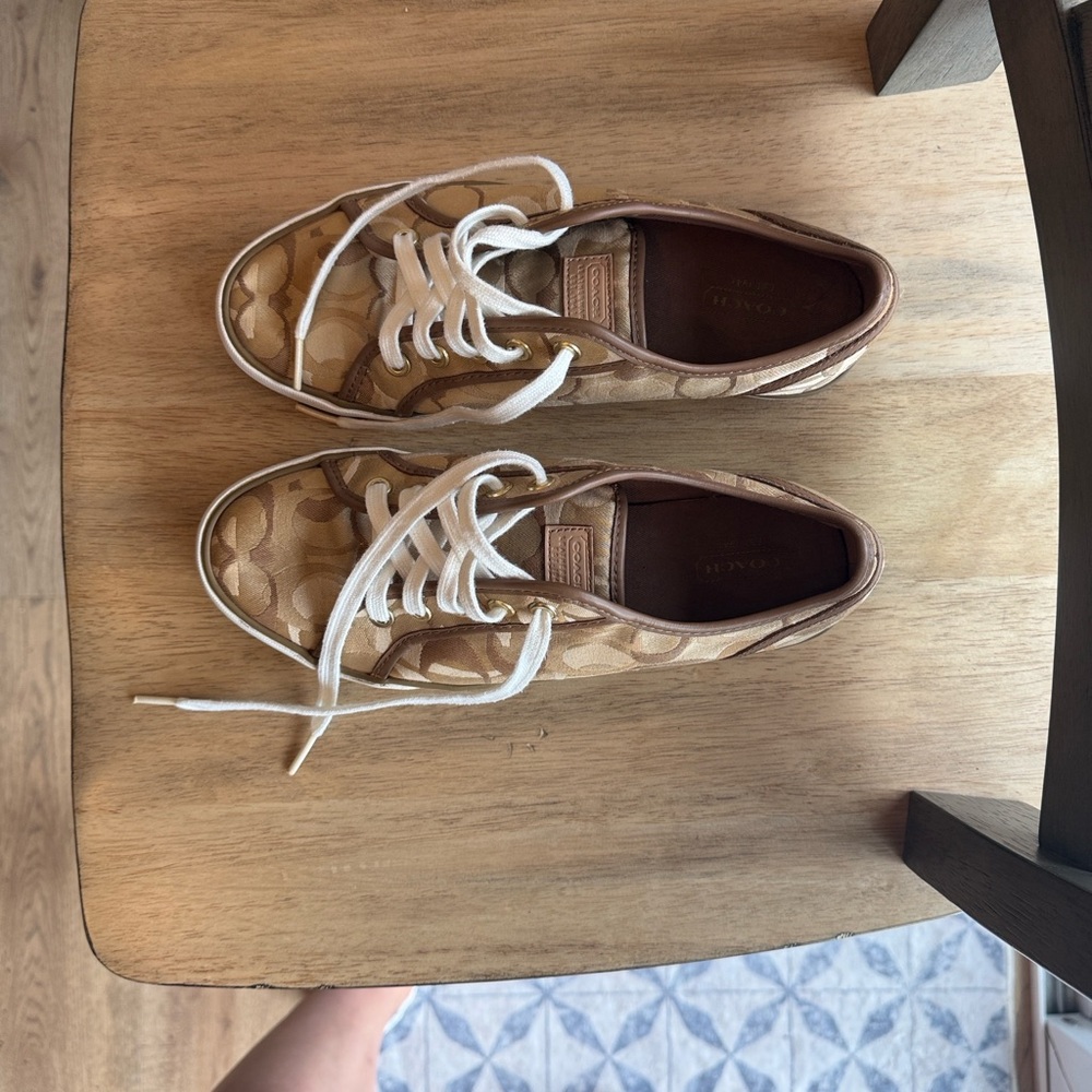 Coach Tan and White Sneakers - Picture 3 of 5